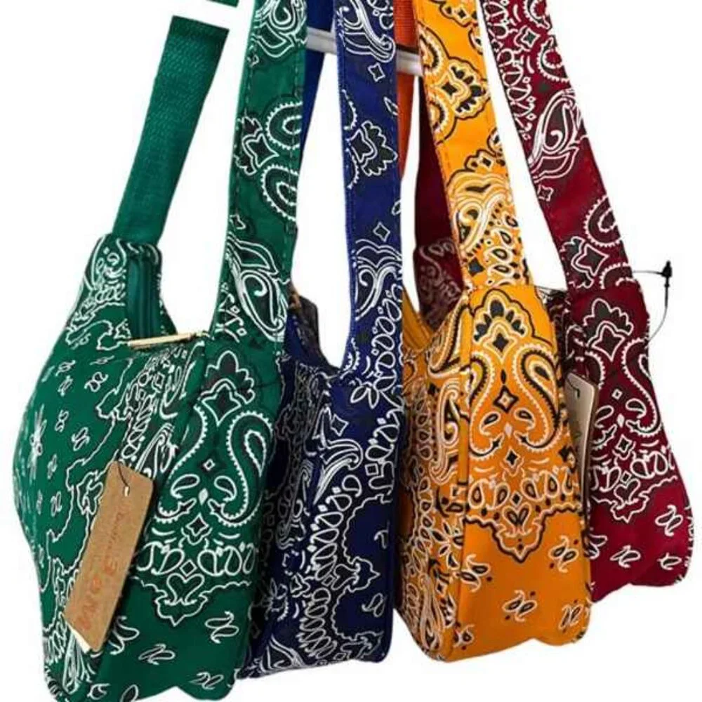 Bandana Paisley Print SM Shoulder Handbag - NWT - Green / White